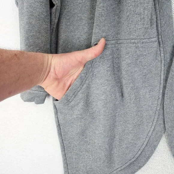 Nike Sweater Womens Large Gray Open Front Cardigan Sweatshirt Long Line Casual - Picture 4 of 14